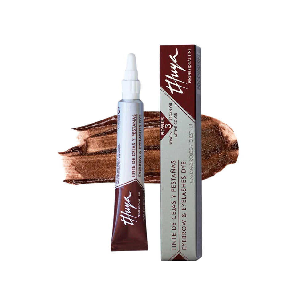 Eyebrow and eyelash dye with packaging on a white background