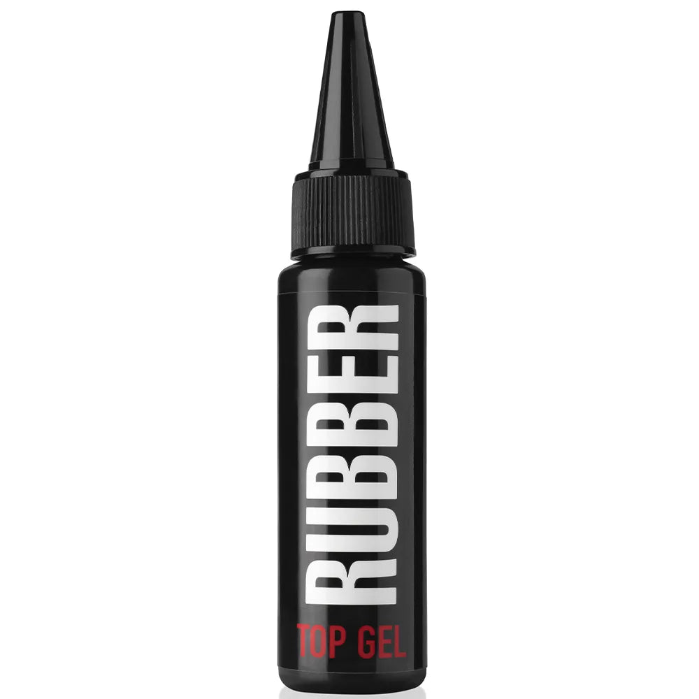 Kodi Professional Rubber Top Coat 30ml bottle and clear glossy finish swatch