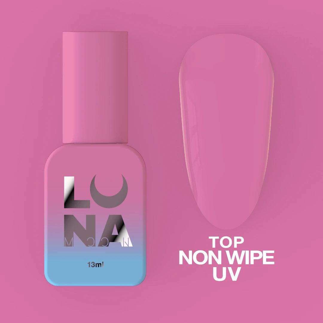 LUNA UV Non Wipe Top Coat Clear glossy no-wipe gel top for light shades by LUNAmoon